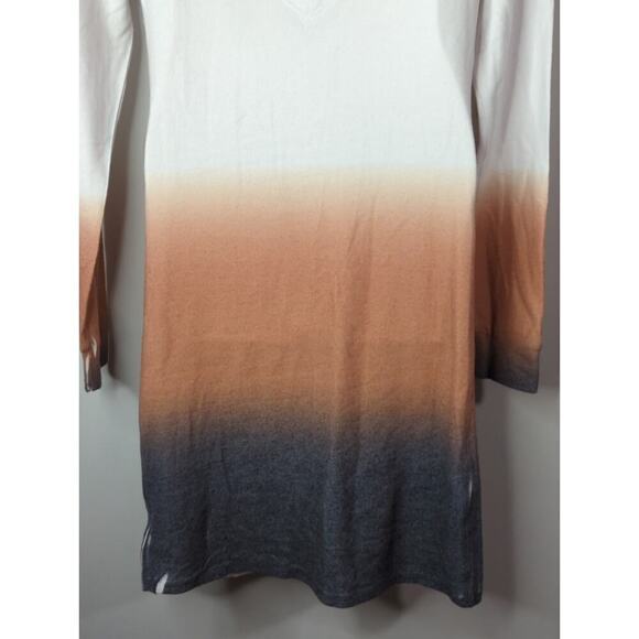 Go‎ Couture White Rust & Gray Dip Dye Ombre V-Back Mini Shift Dress Size M - Picture 7 of 10